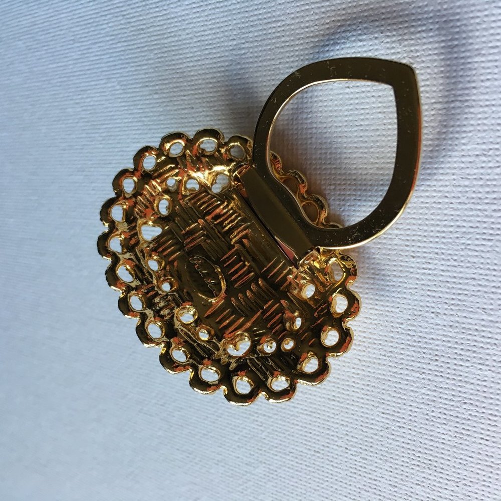 Vintage Park Lane Gold Tone Scarf Clip Black Stone Lucite Cabochon Oval - Picture 3 of 5